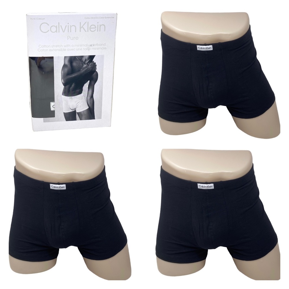 Calvin Klein Pure Cotton Stretch 3-Pack Trunk Black Men's Underwear NB3262001